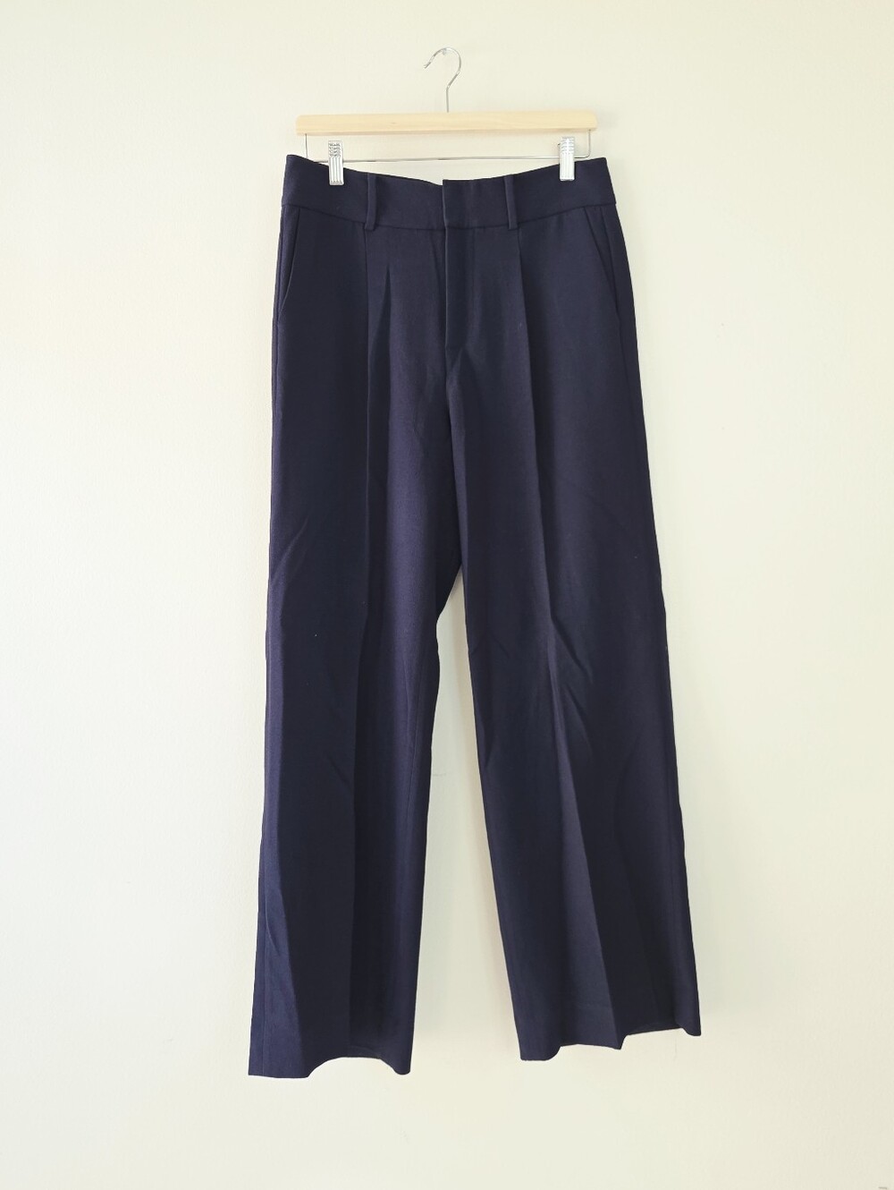 AYR Crepe Pleated Wide Leg Slacks Trousers Pants Navy Size 6
